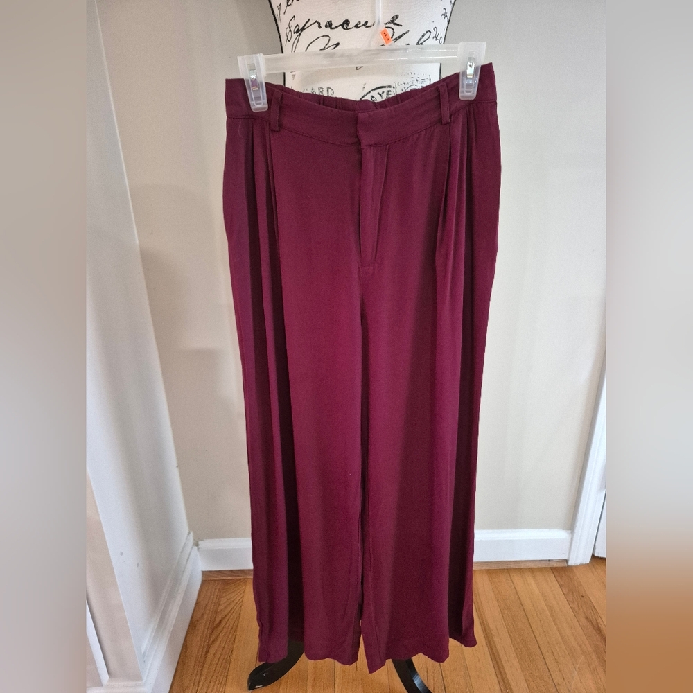 HYFVE Burgundy Wide-Leg Trousers Size S.